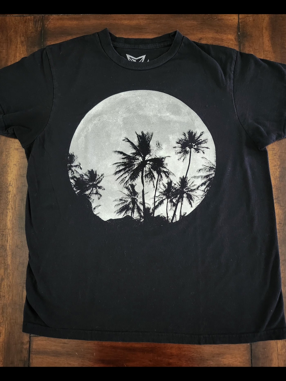Black Graphic Palm Moon T-Shirt